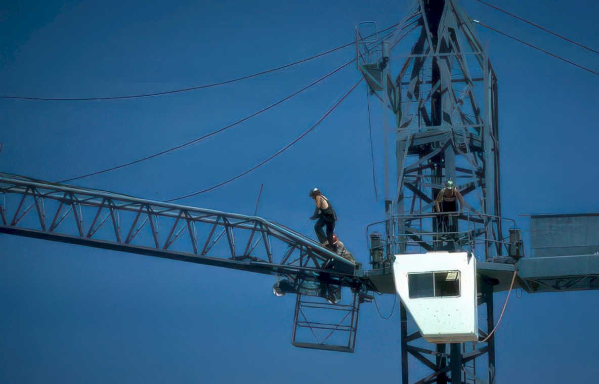 construction crane urban Vintage A4 Photo Print
