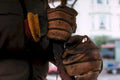 construction gloves brown1980s 1990s A4 Photo Print