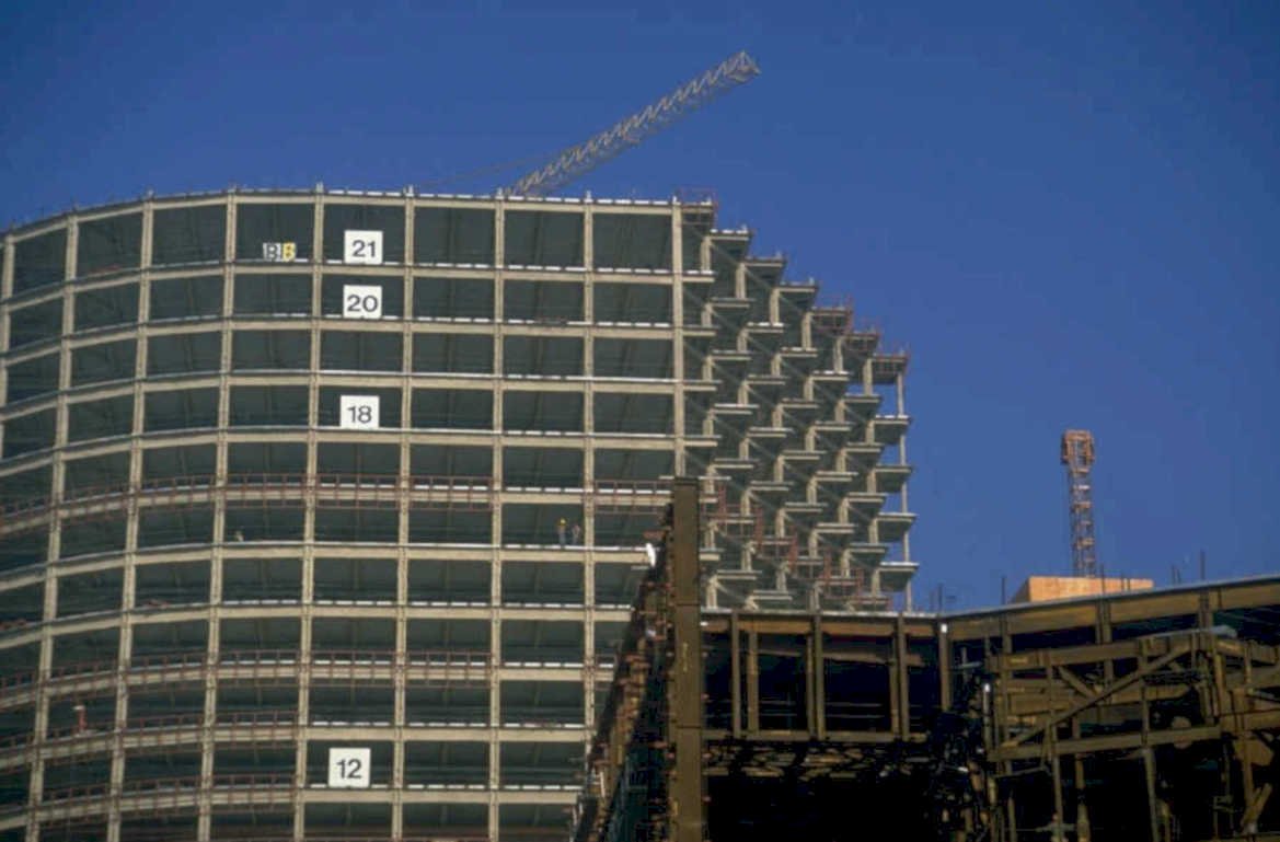 construction site blue 1980s 1990s A4 Photo Print