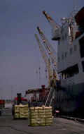 container ship loading 1980s 1990s A4 Photo Print