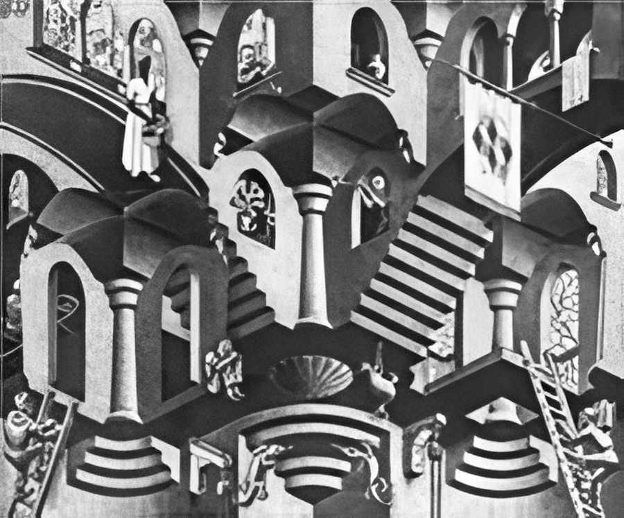 convex and concave mc escher 1955 A4 Photo Print