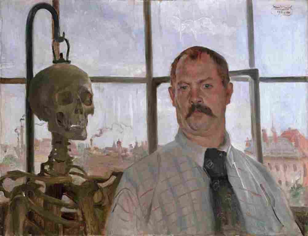 corinth lovis self portrait with skeleton Art A4 Photo Print