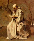 corot monk reading book Art A4 Photo Print