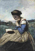 corot woman reading Art A4 Photo Print