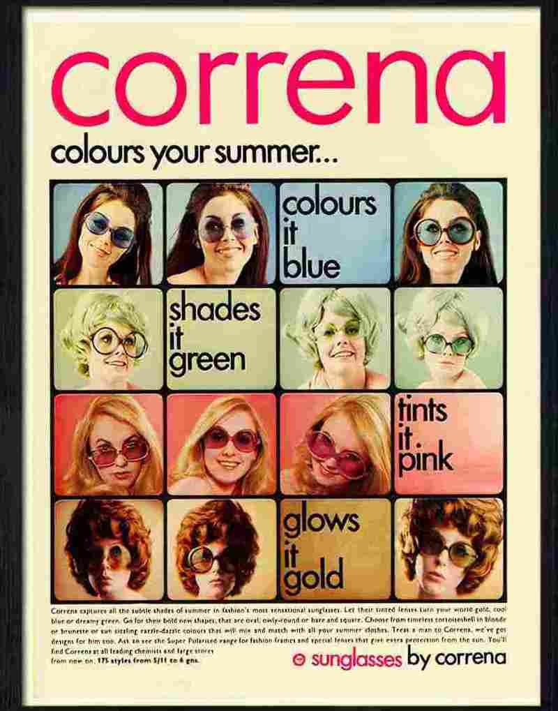 correna sunglasses 1960s Advert A4 Photo Print