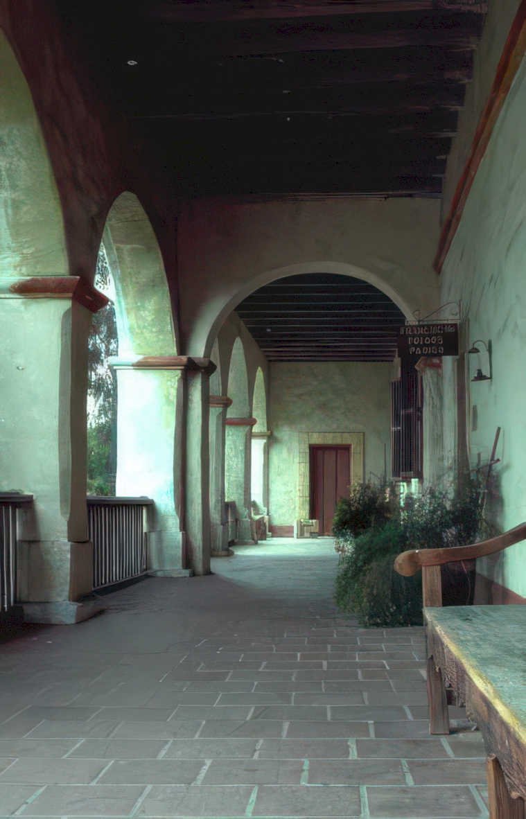 courtyard archway mission Vintage A4 Photo Print