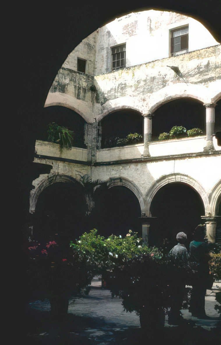courtyard archway roses Vintage A4 Photo Print