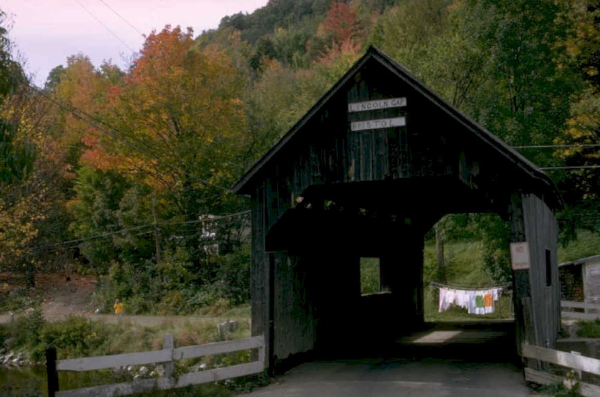 covered bridge lincoln 1980s 1990s A4 Photo Print