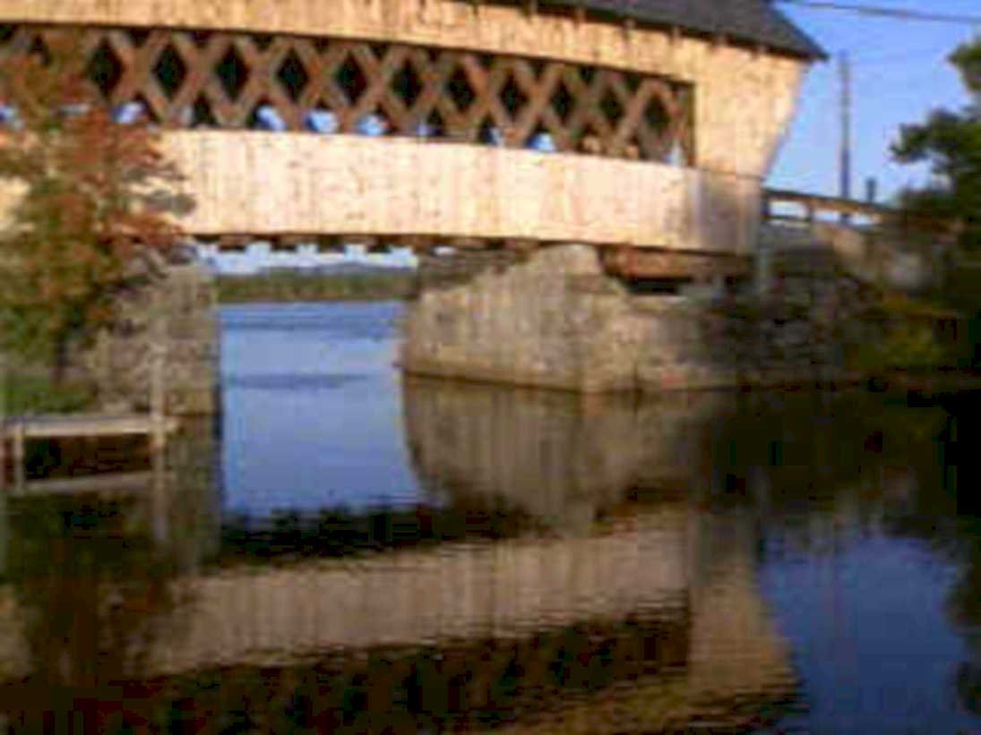 covered bridge reflection 11980s 1990s A4 Photo Print