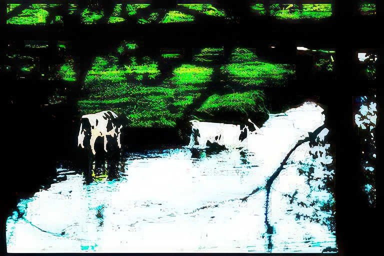 cows water reflection Vintage A4 Photo Print
