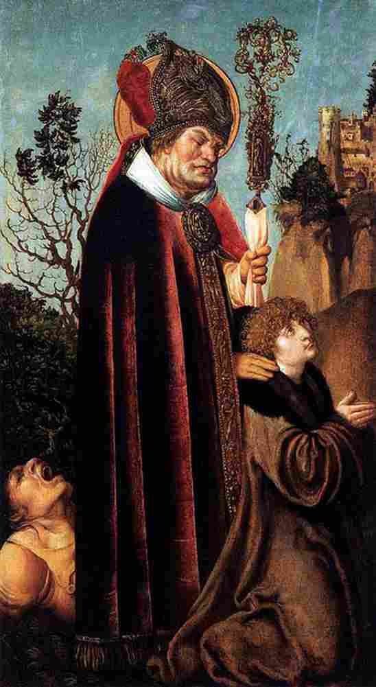 cr Saint Valentine with a Donor Art A4 Photo Print