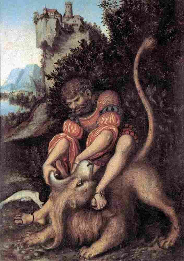 cr Samson s Fight with the Lion Art A4 Photo Print
