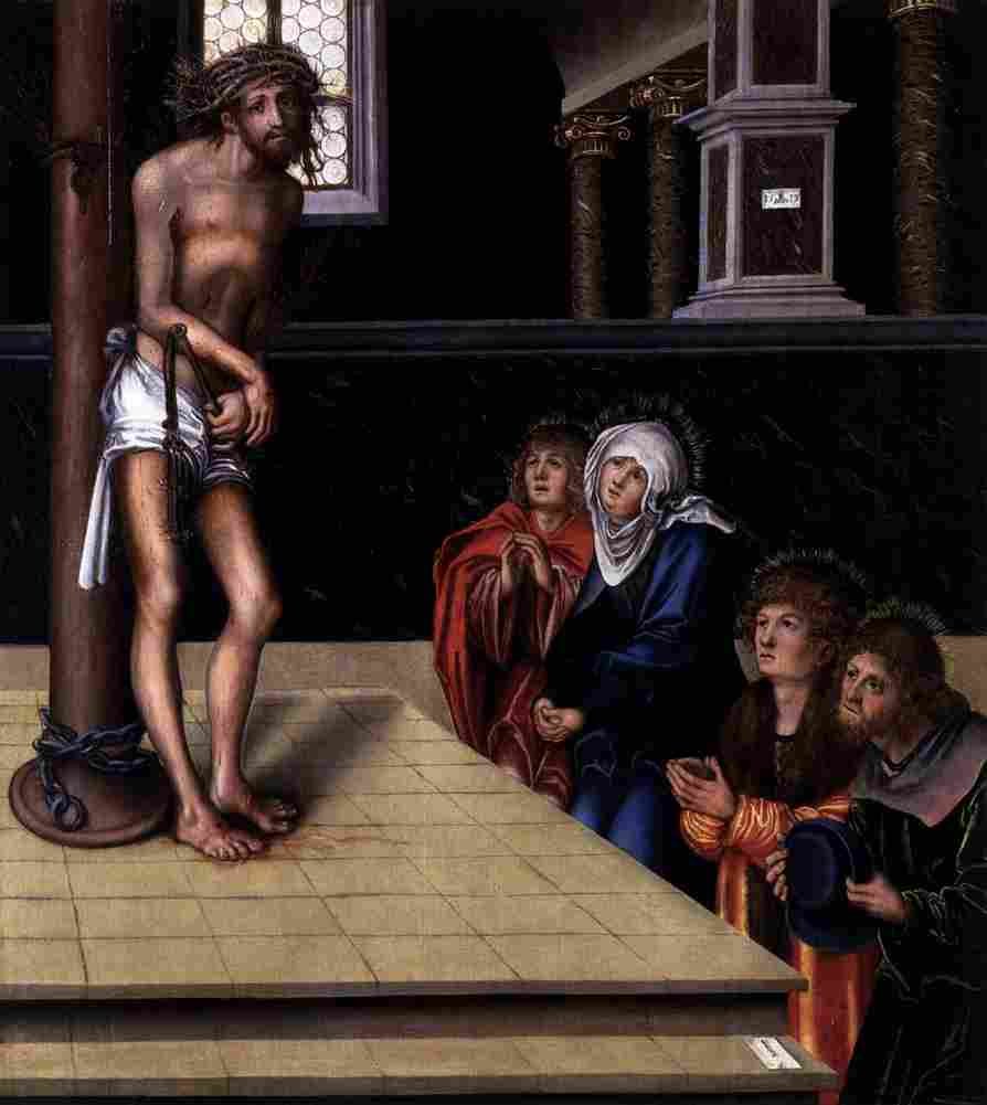 cranach christ at the column adored by saints Art A4 Photo Print