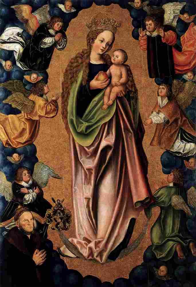 cranach virgin and child on a crescent moon Art A4 Photo Print