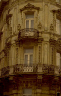 cream facade balcony 1980s 1990s A4 Photo Print