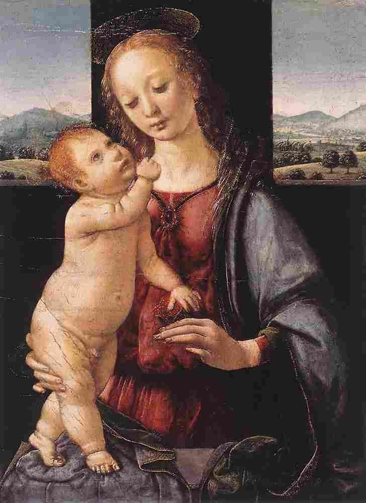credi madonna and child with a pomegranate Art A4 Photo Print