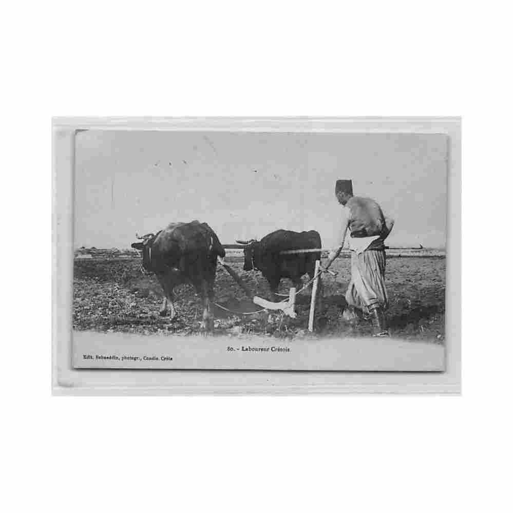 crete cretan ploughman behaeddin 80 Vintage A4 Photo Print