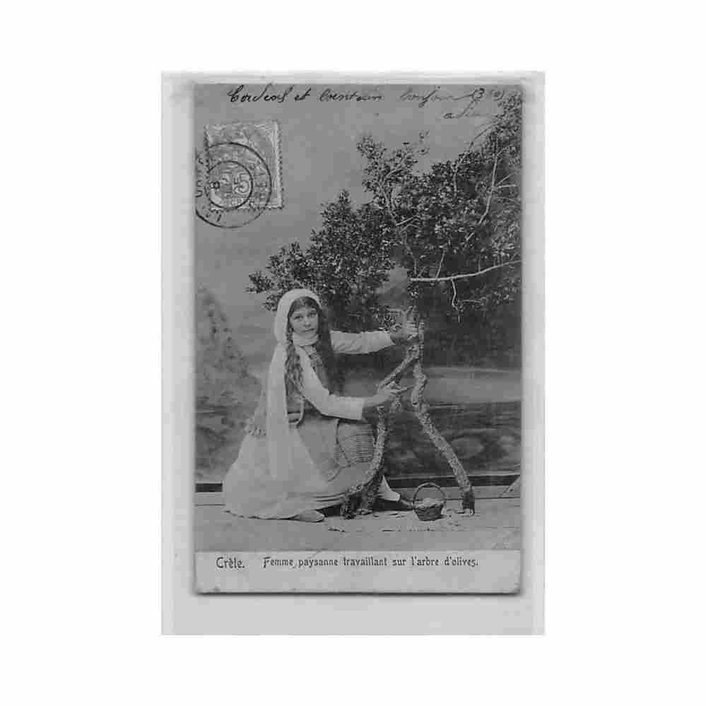 crete peasant woman working on the olive tree e a cavaliero Vintage A4 Photo Print