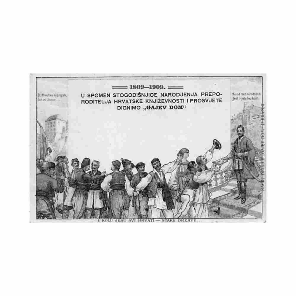 croatia centennial of the birth ljudevit gaj father of croatian literature let s build the gajev dom year 1909 Vintage A4 Photo Print