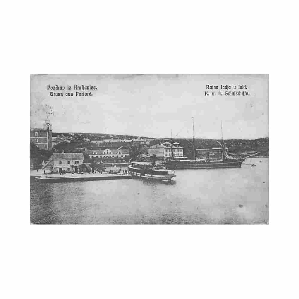 croatia kraljevica ratna ladja u luki k u k schulschiffe Vintage A4 Photo Print