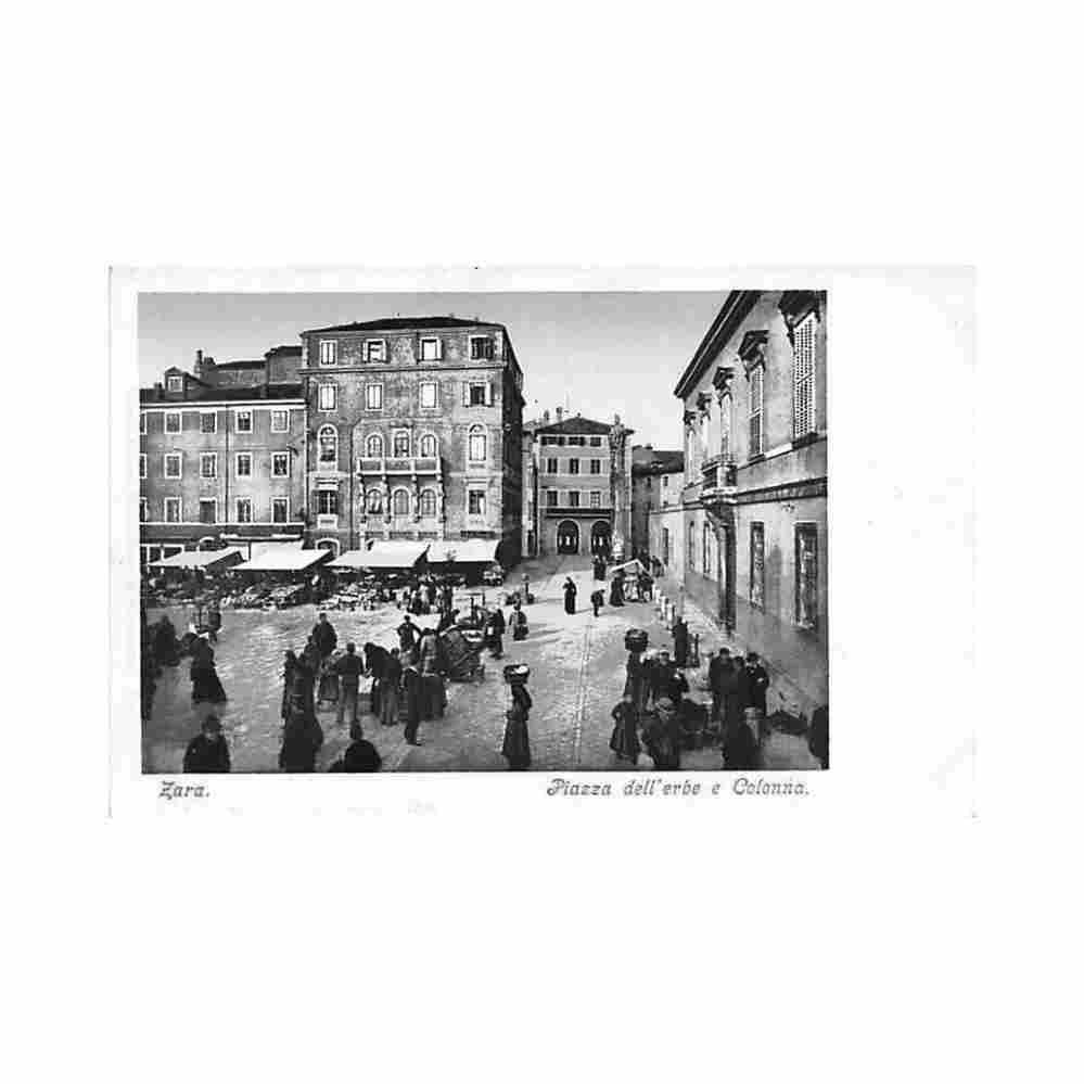 croatia zara piazza dell erbe e colonna piazza dell erbe e colonna Vintage A4 Photo Print