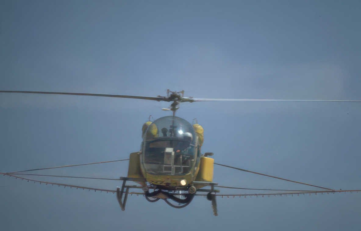 crop dusting helicopter Vintage A4 Photo Print