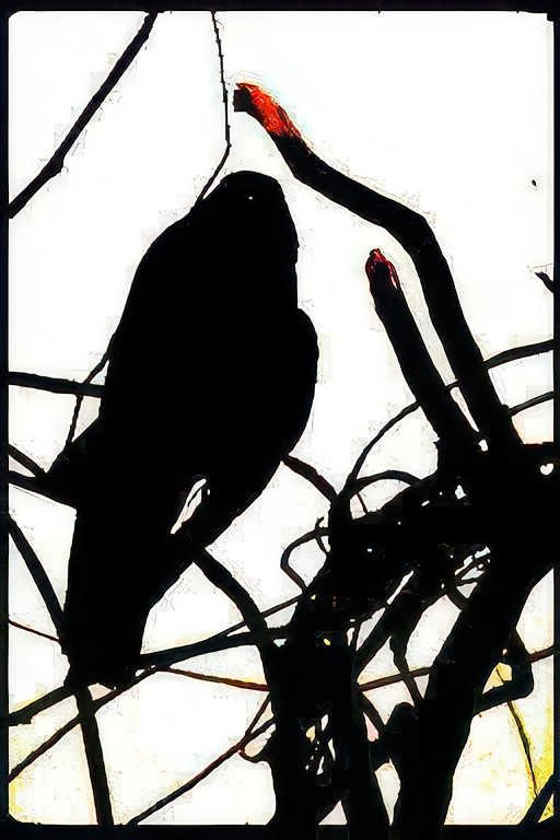 crow branch berry Vintage A4 Photo Print