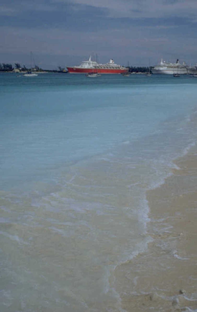 cruise ships beach 1980s 1990s A4 Photo Print
