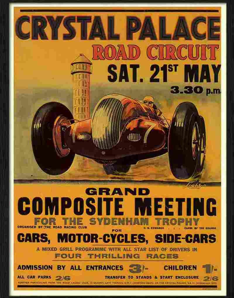 crystal palace road race poster 1938 Advert A4 Photo Print