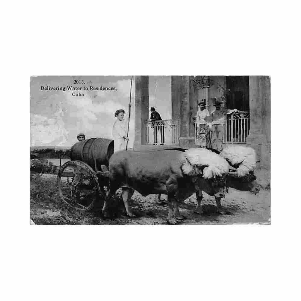 cuba delivering water to residences ed harris bros co Vintage A4 Photo Print