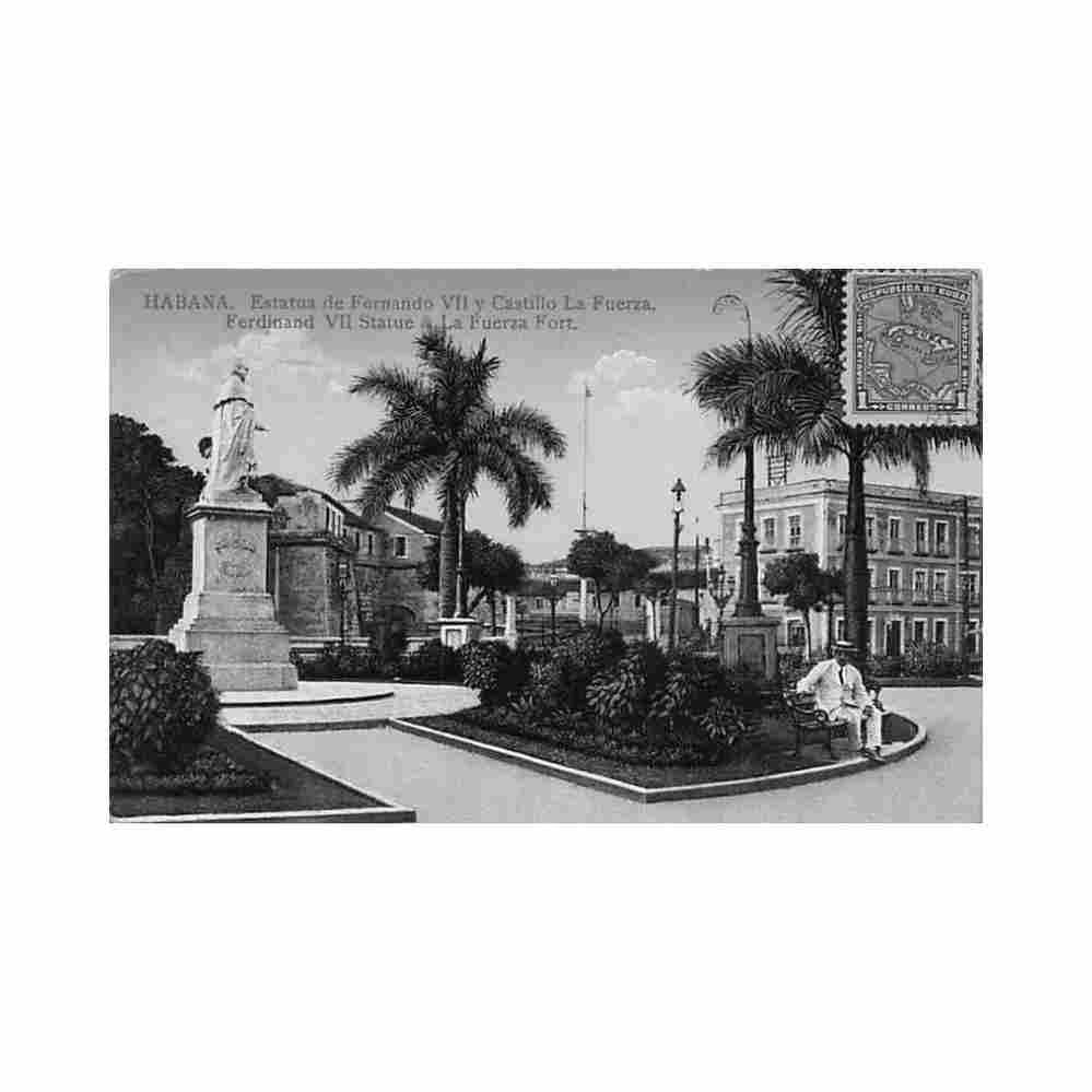 cuba habana estatua de fernado vii y castillo la fuerza ed jordi 127 Vintage A4 Photo Print