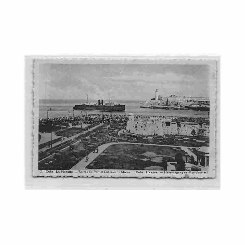 cuba la habana entrada del puerto y castillo del morro ed martougin 2 Vintage A4 Photo Print