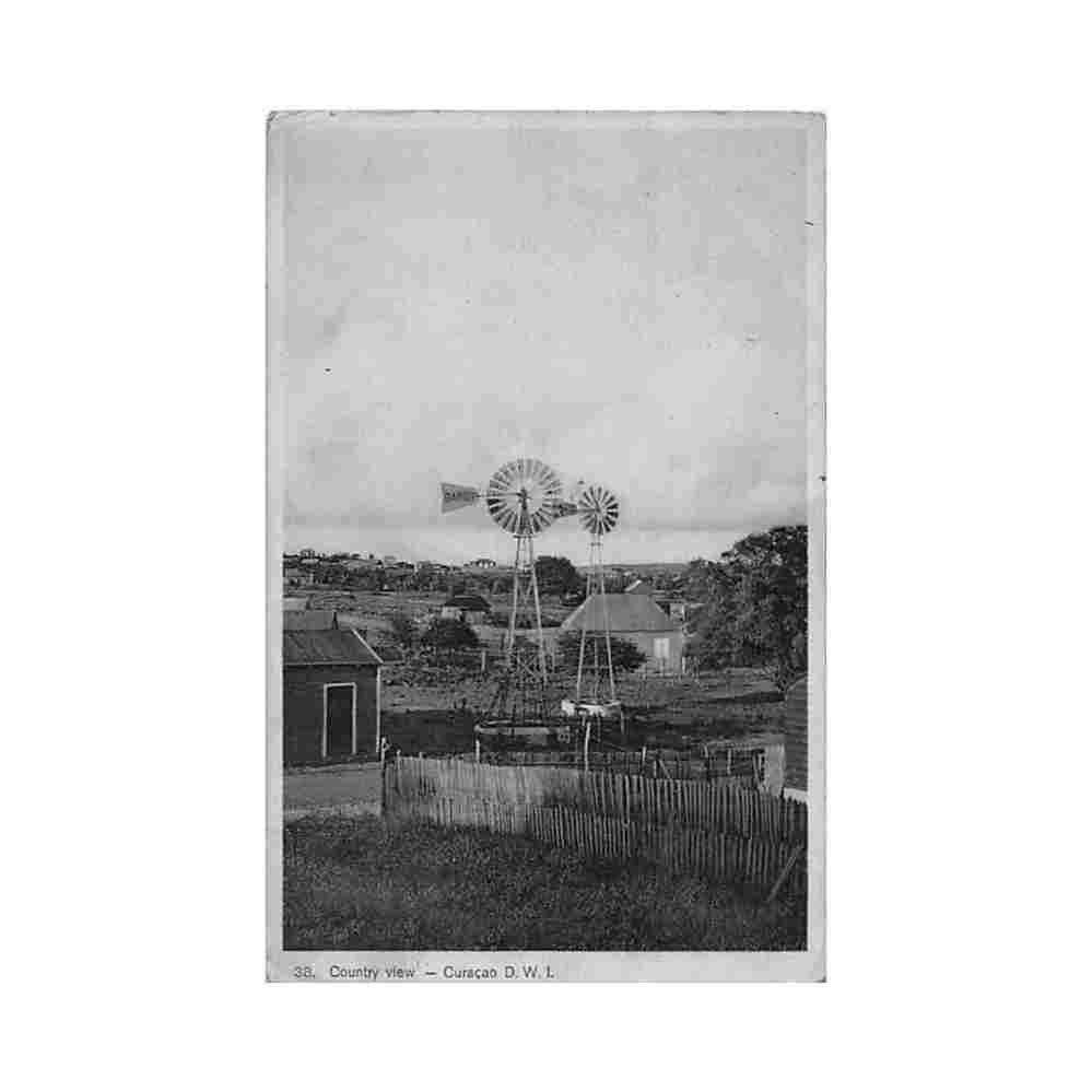 curacao country view wind turbine l reck 38 Vintage A4 Photo Print