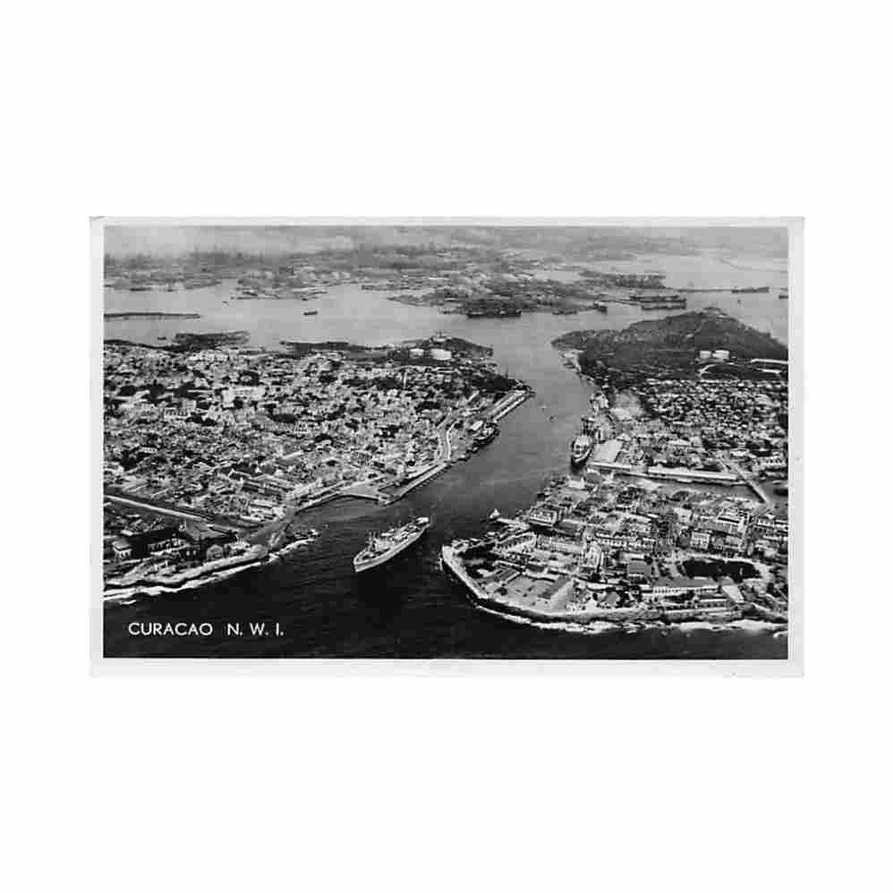 curacao willemstad aerial view boekhandel salas Vintage A4 Photo Print