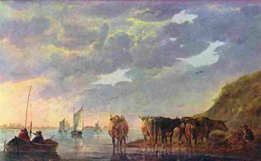 cuy Herdsman with Cows by a River Art A4 Photo Print