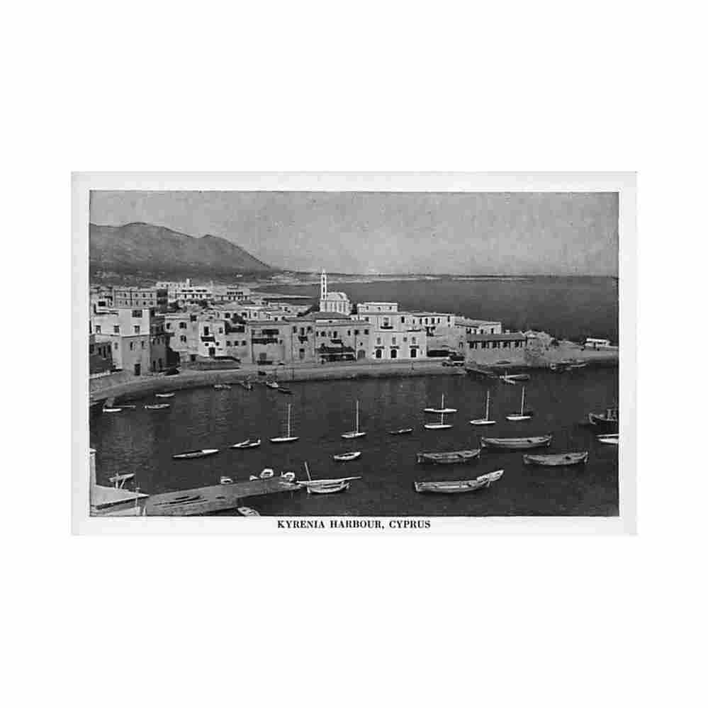 cyprus kyrenia harbour h c pandelides Vintage A4 Photo Print