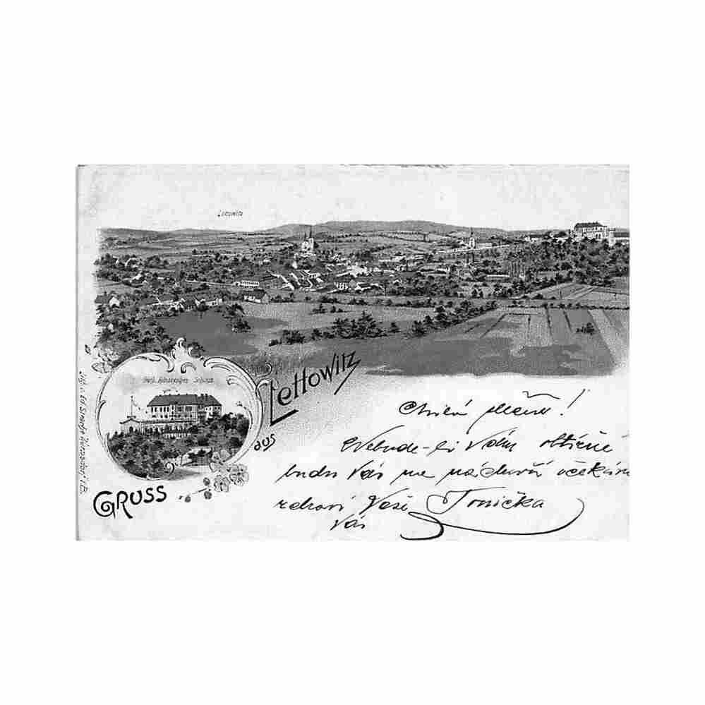 czech rep letovice bird s eye view Vintage A4 Photo Print