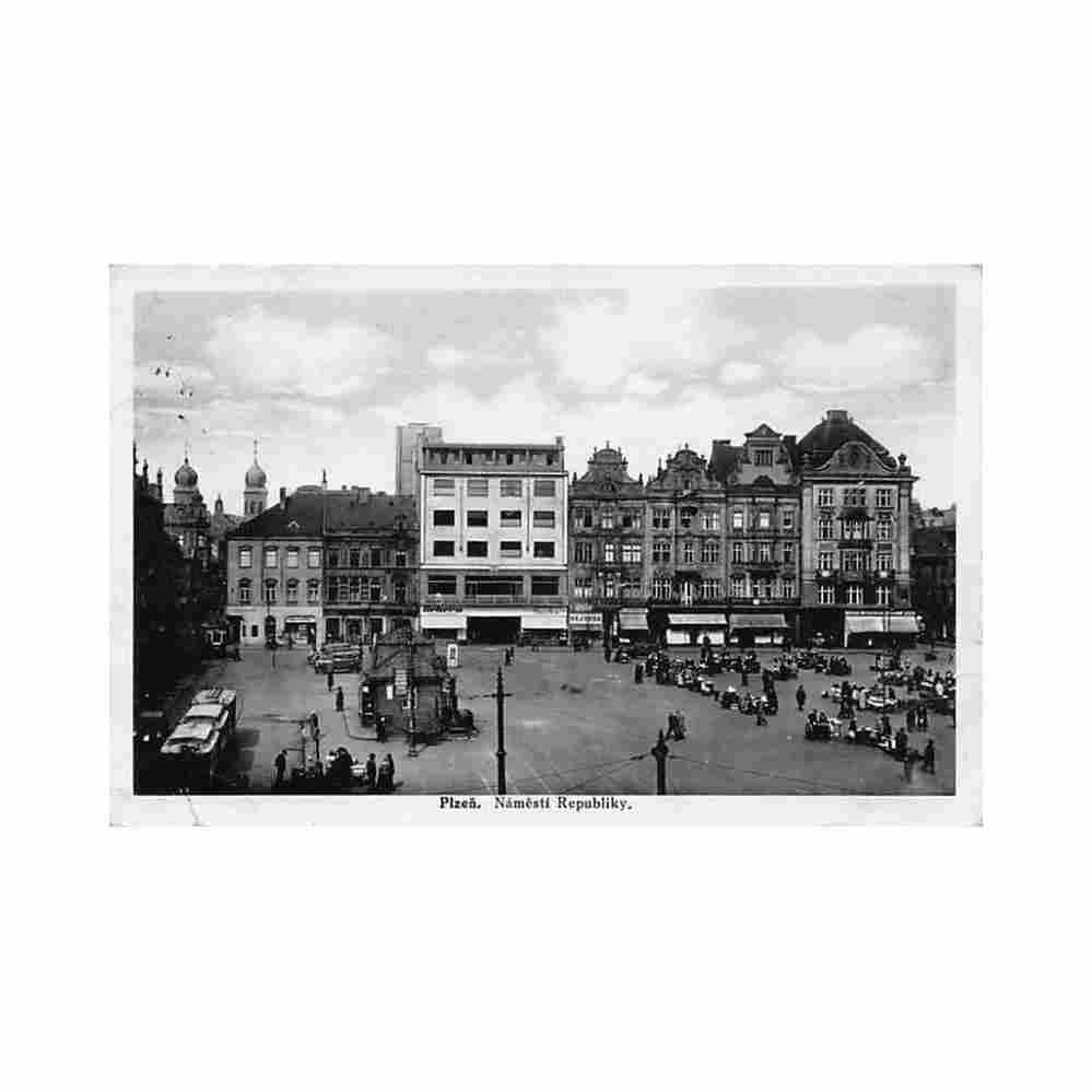 czech rep plzen pilsen namesti republiky Vintage A4 Photo Print