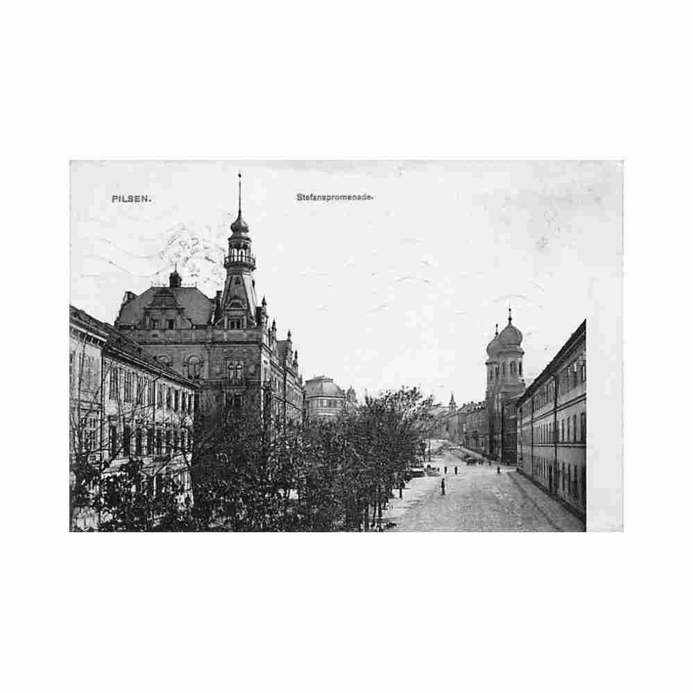czech rep plzen pilsen stefanspromenade Vintage A4 Photo Print