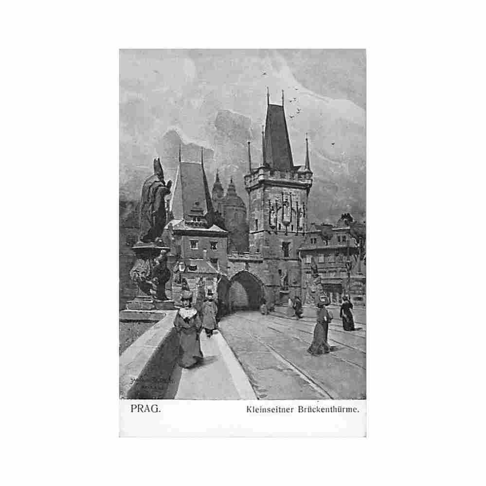 czech rep praha kleinseitner bruckenthurme Vintage A4 Photo Print