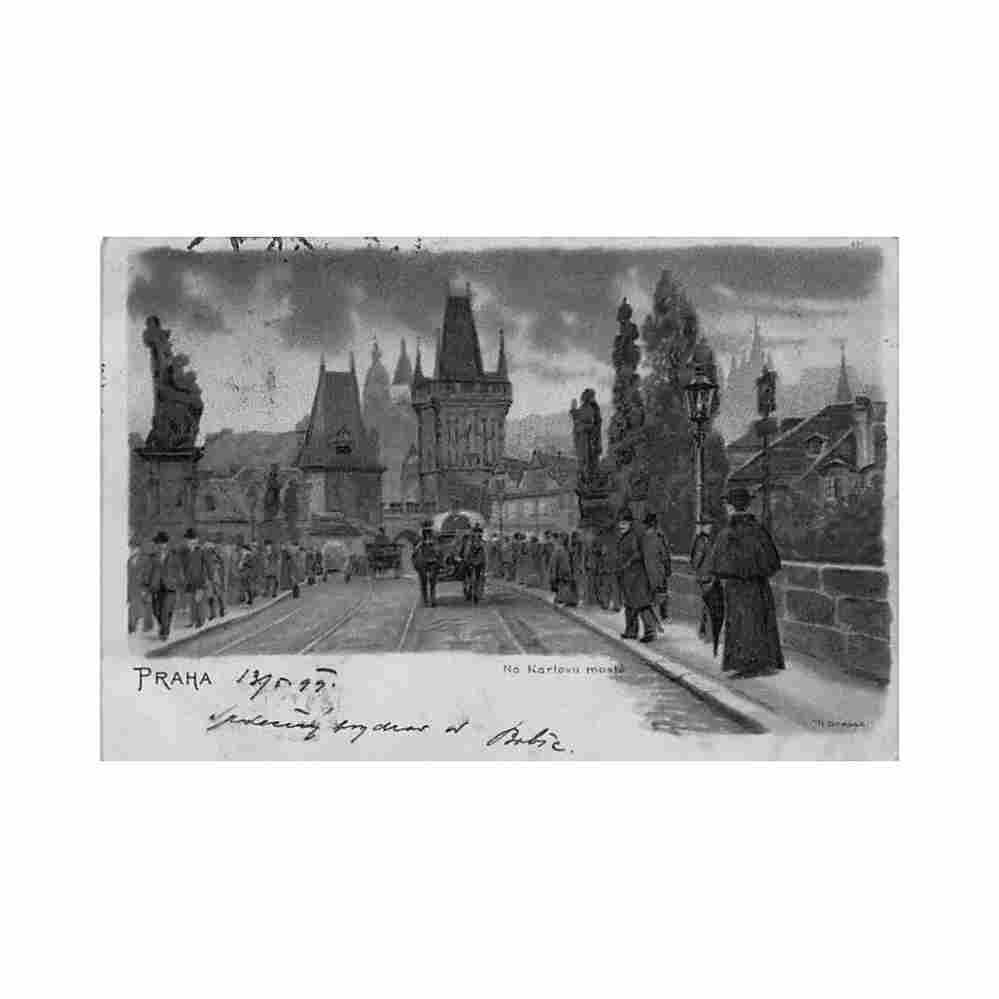 czech rep praha na karlovu moste Vintage A4 Photo Print
