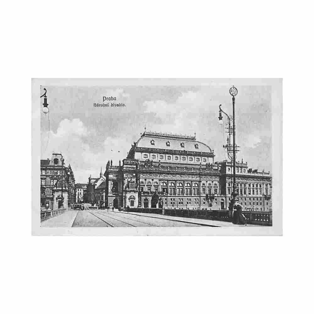 czech rep praha narodni divadlo Vintage A4 Photo Print