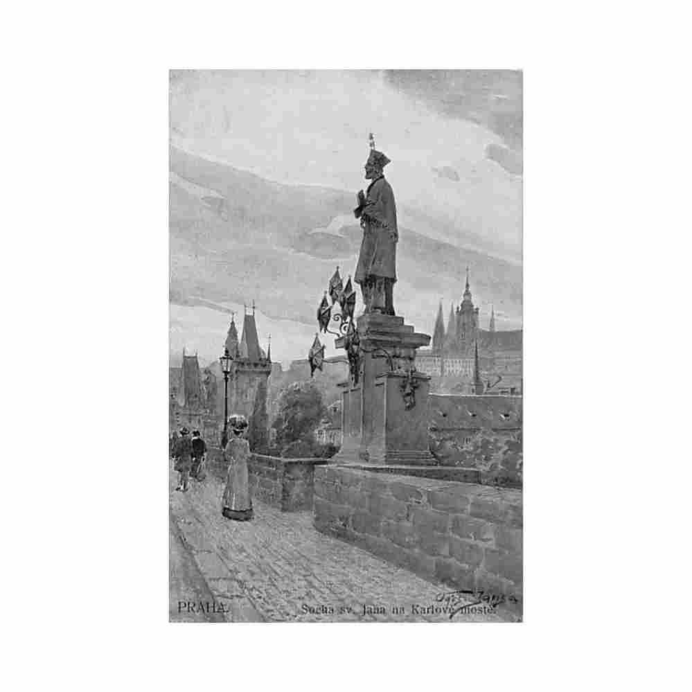 czech rep praha socha sv jana nakarlove moste Vintage A4 Photo Print
