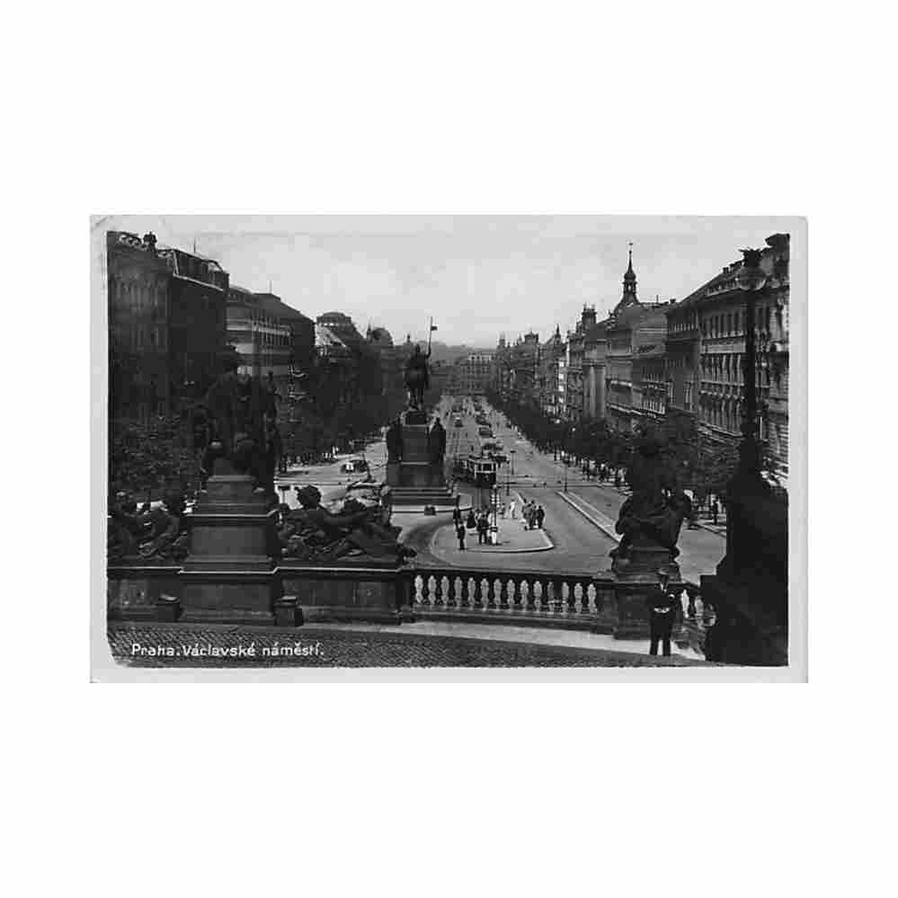 czech rep praha vaclavske namesti jko b 1 4 Vintage A4 Photo Print