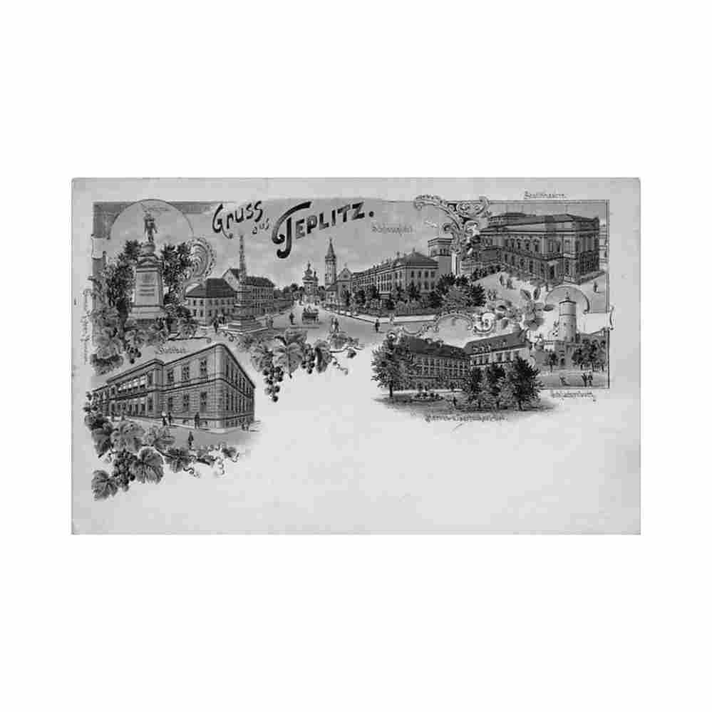 czech rep teplice teplitz litho rok 1899 Vintage A4 Photo Print