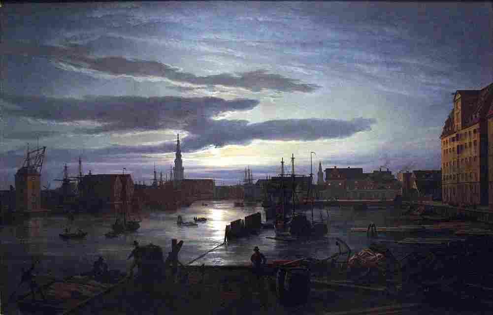dahl jo Copenhagen Harbour by Moonlight Art A4 Photo Print