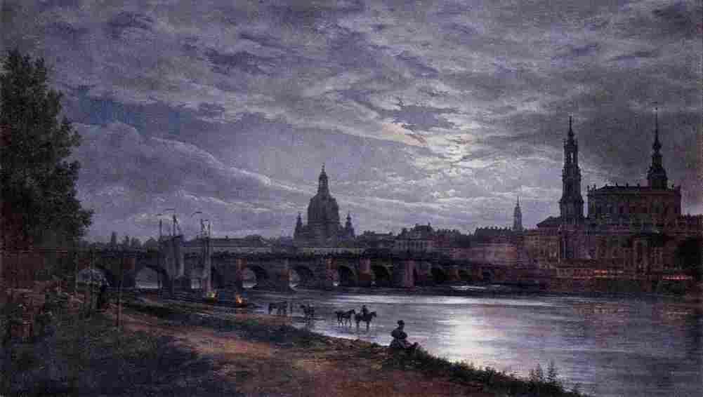 dahl jo View of Dresden at Full Moon Art A4 Photo Print