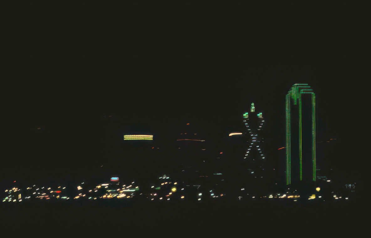 dallas night skyline Vintage A4 Photo Print