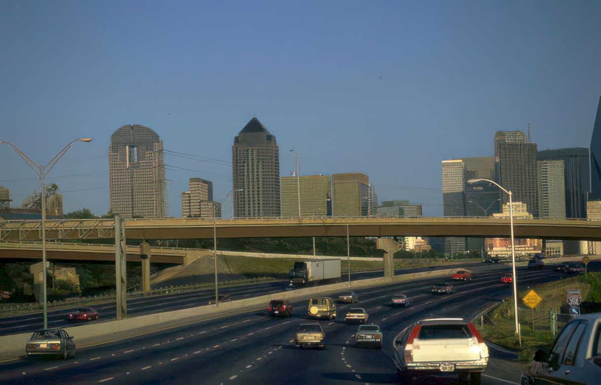 dallas skyline i35 Vintage A4 Photo Print