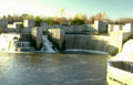 dam waterfall autumn Vintage A4 Photo Print
